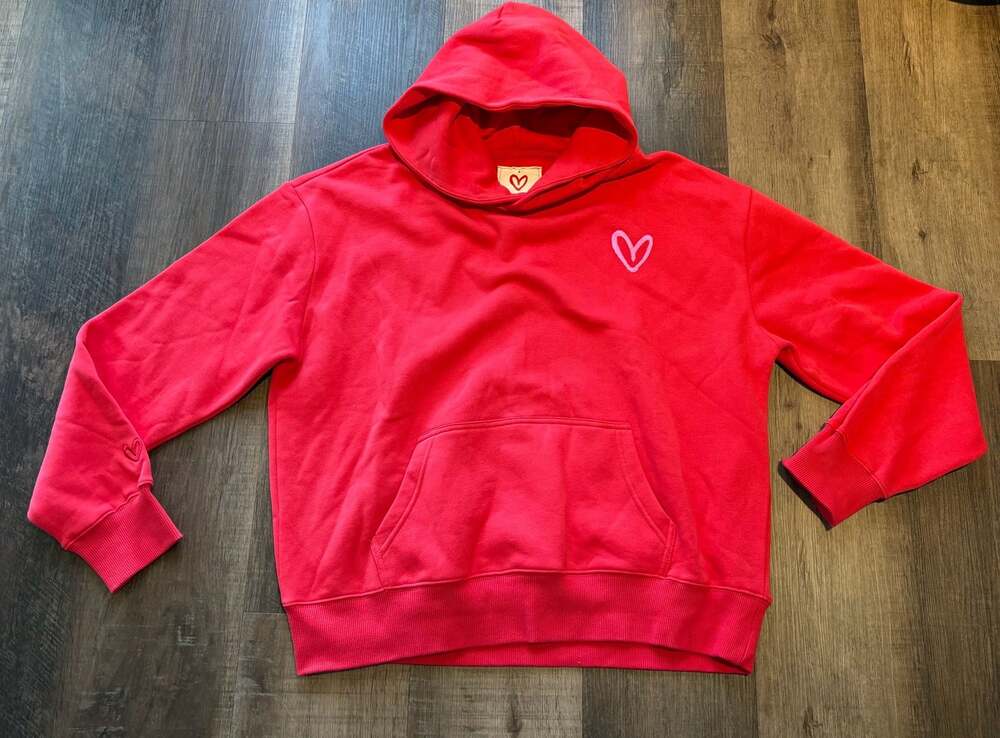 House of Shan Signature Red and Pink Heart Hoodie - Picture 2 of 7